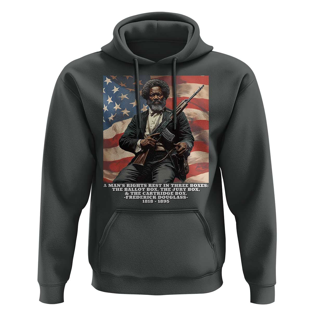 Frederick Douglass Hoodie A Man's Rights Rest In Three Boxes American Flag