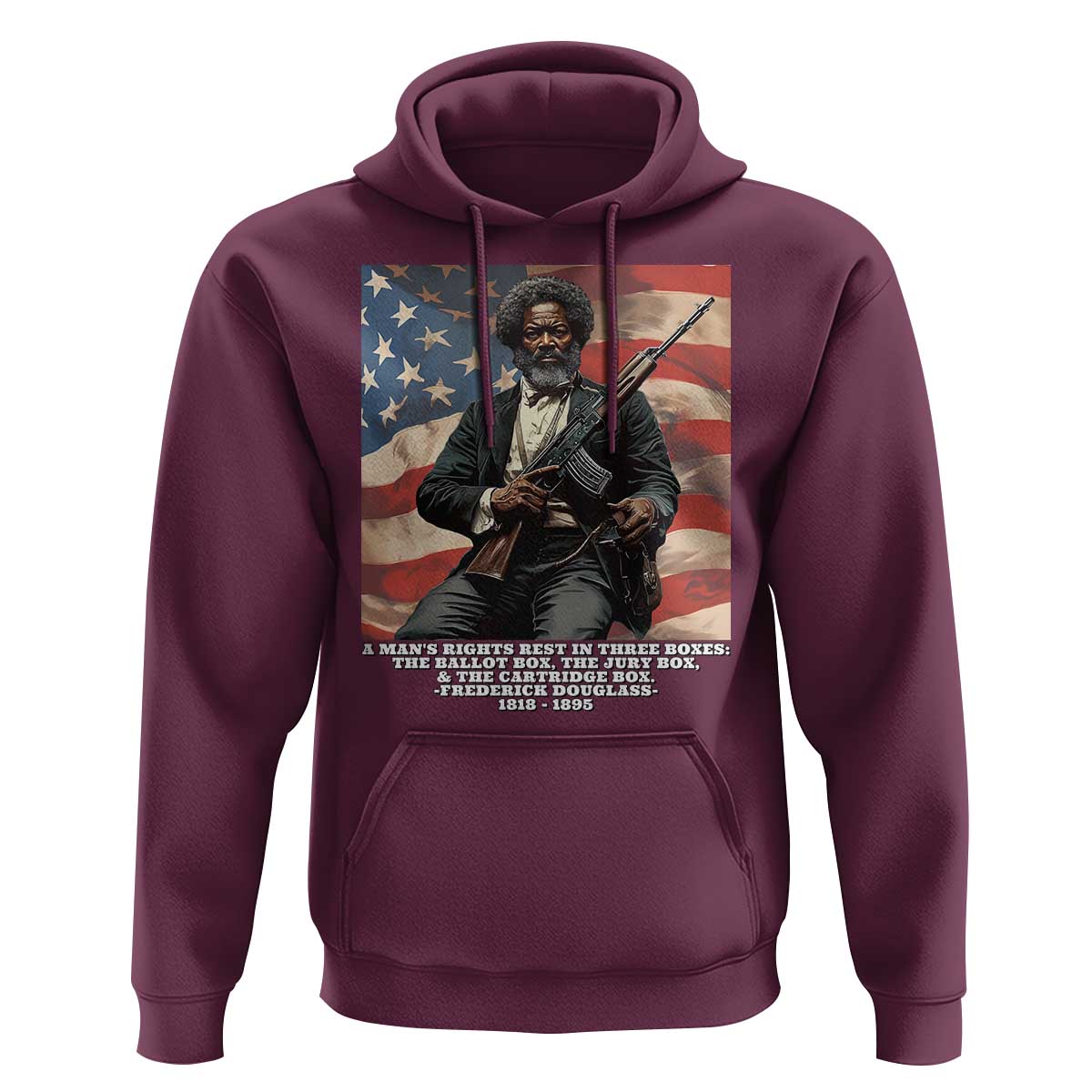 Frederick Douglass Hoodie A Man's Rights Rest In Three Boxes American Flag