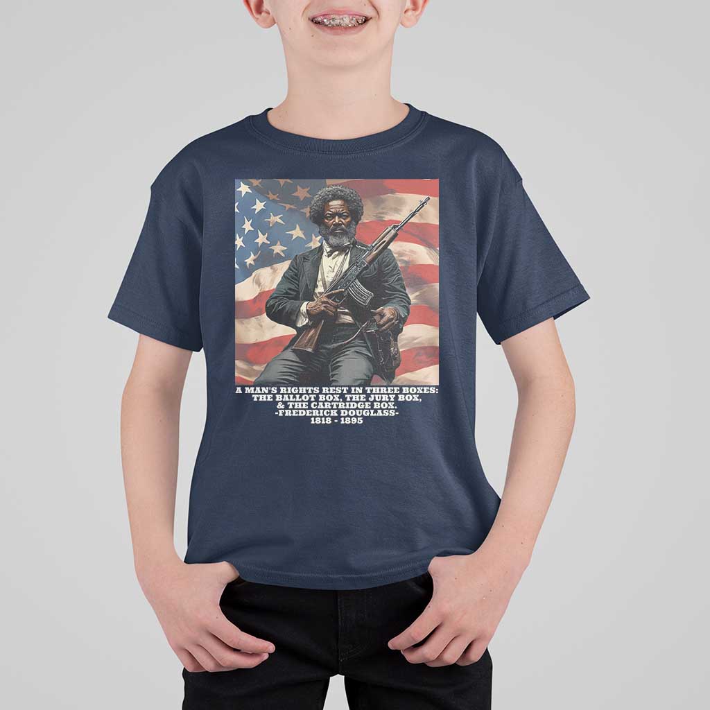 Frederick Douglass T Shirt For Kid A Man's Rights Rest In Three Boxes American Flag