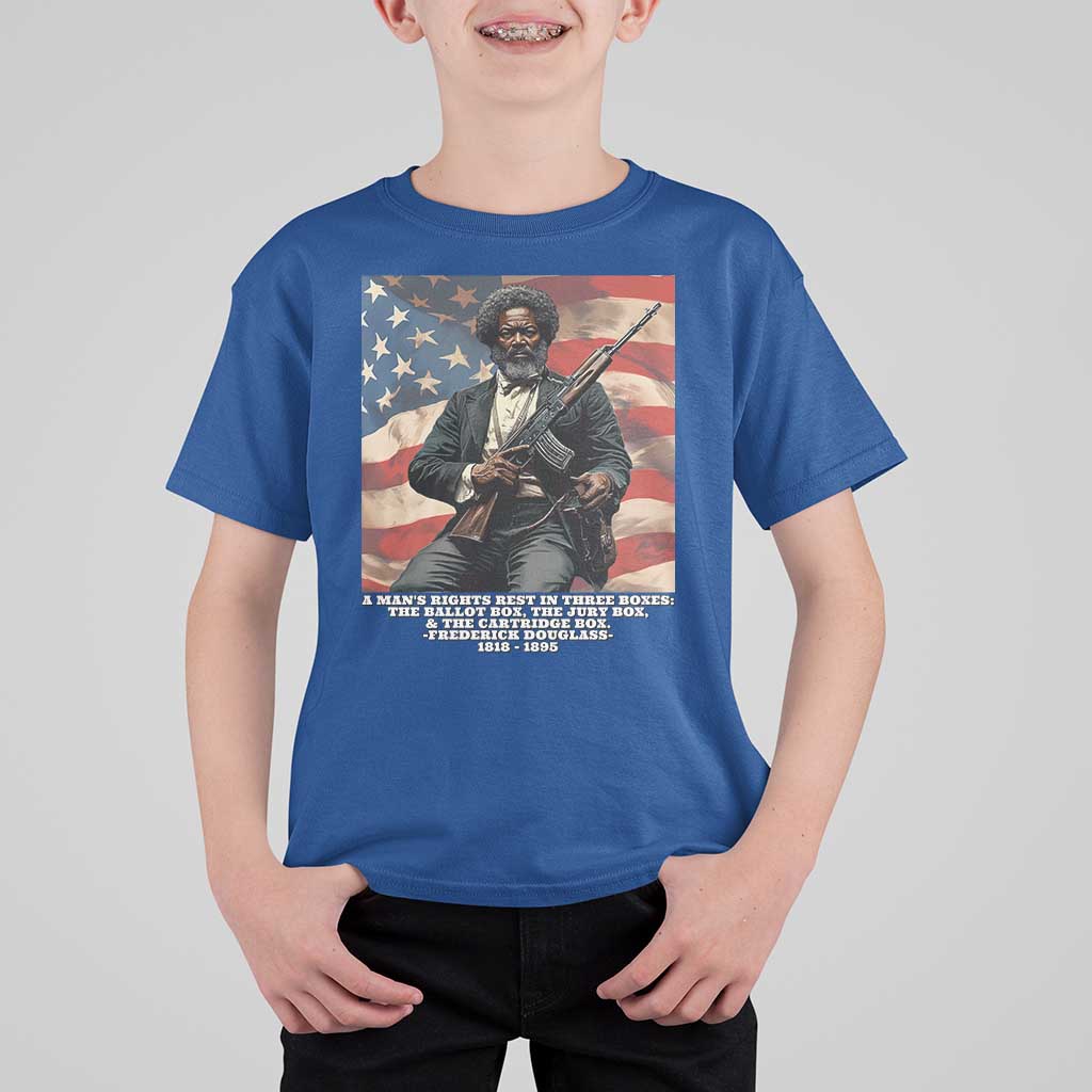 Frederick Douglass T Shirt For Kid A Man's Rights Rest In Three Boxes American Flag