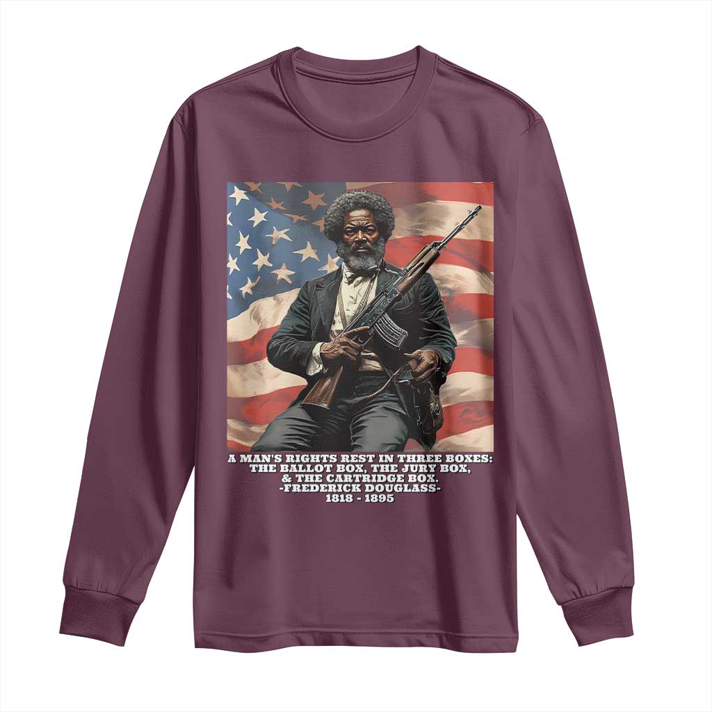 Frederick Douglass Long Sleeve Shirt A Man's Rights Rest In Three Boxes American Flag