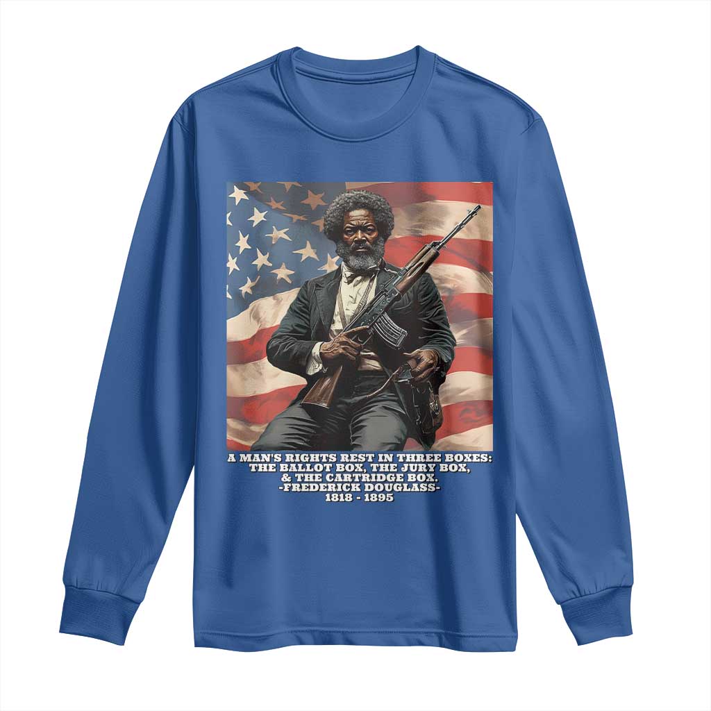 Frederick Douglass Long Sleeve Shirt A Man's Rights Rest In Three Boxes American Flag