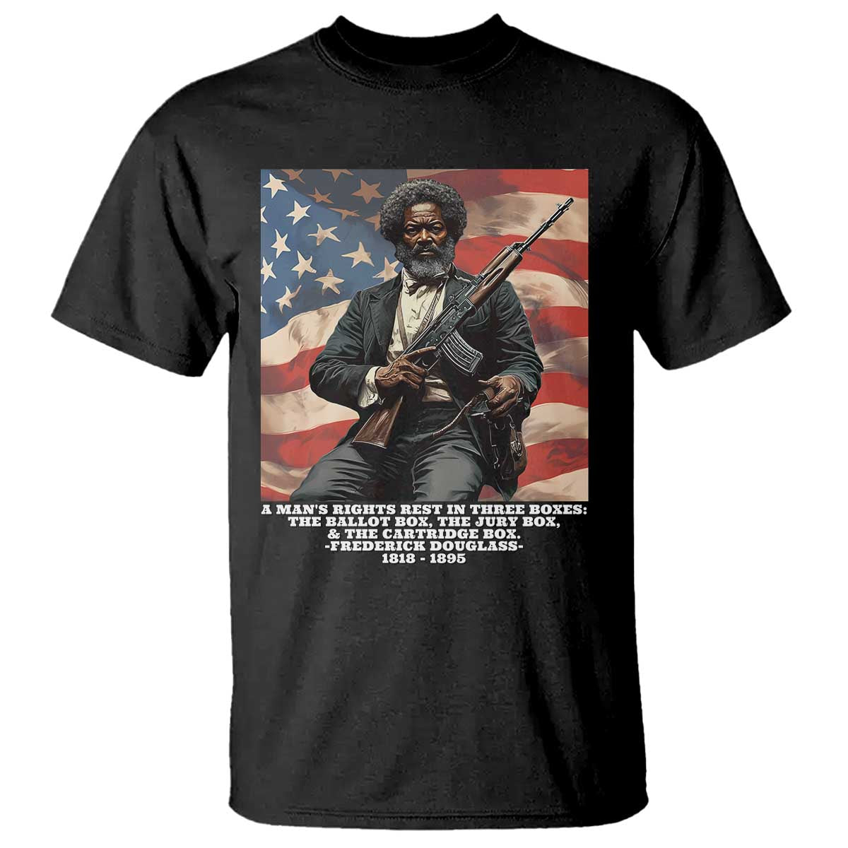 Frederick Douglass T Shirt A Man's Rights Rest In Three Boxes American Flag