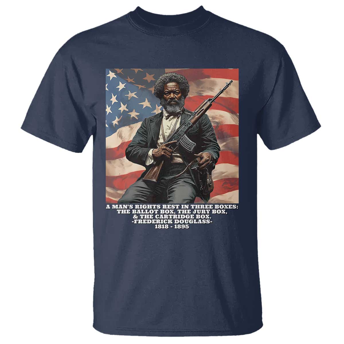Frederick Douglass T Shirt A Man's Rights Rest In Three Boxes American Flag