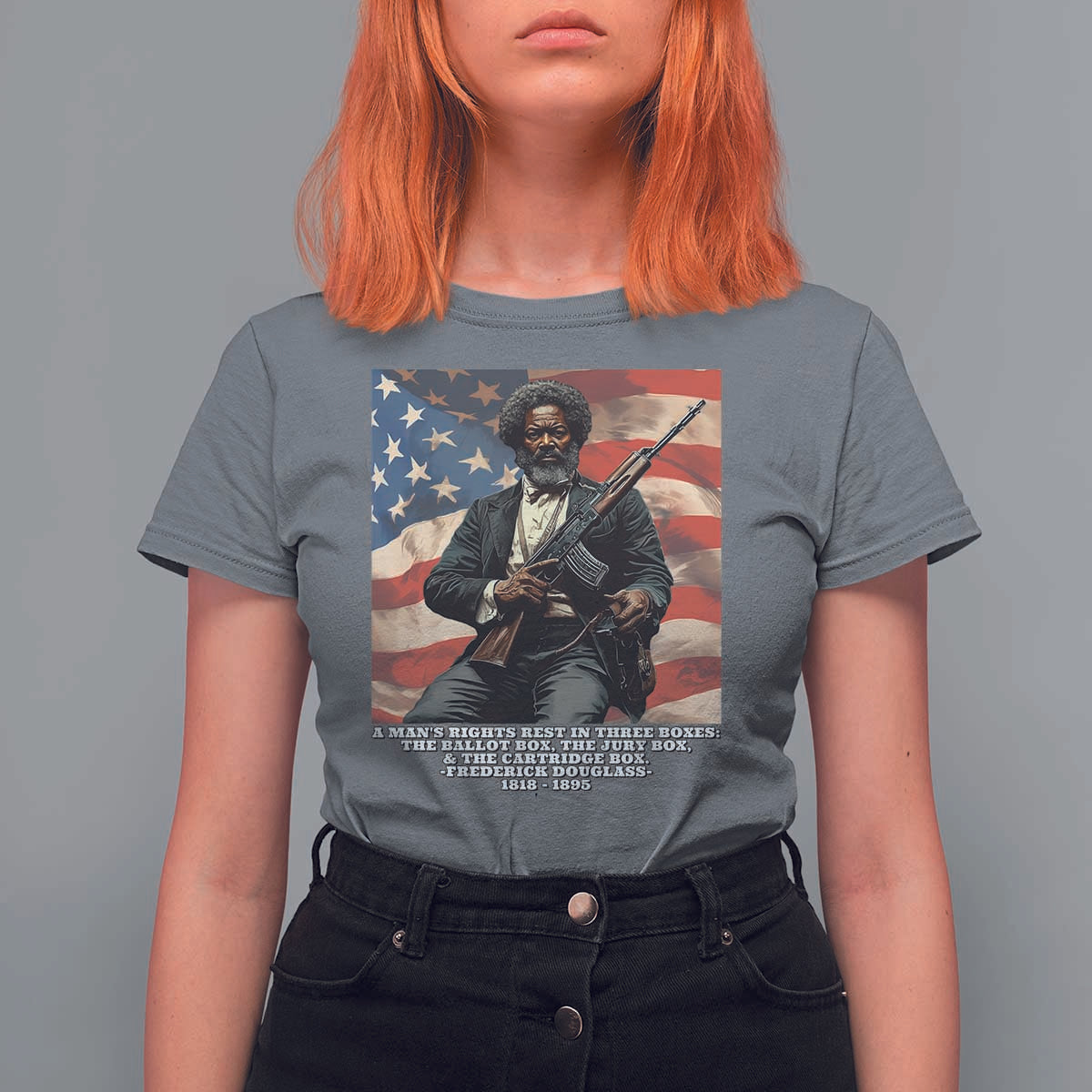 Frederick Douglass T Shirt For Women A Man's Rights Rest In Three Boxes American Flag