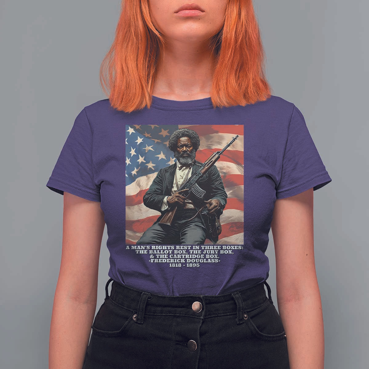Frederick Douglass T Shirt For Women A Man's Rights Rest In Three Boxes American Flag