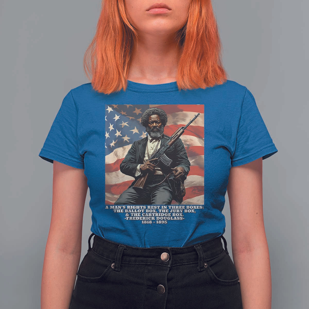 Frederick Douglass T Shirt For Women A Man's Rights Rest In Three Boxes American Flag