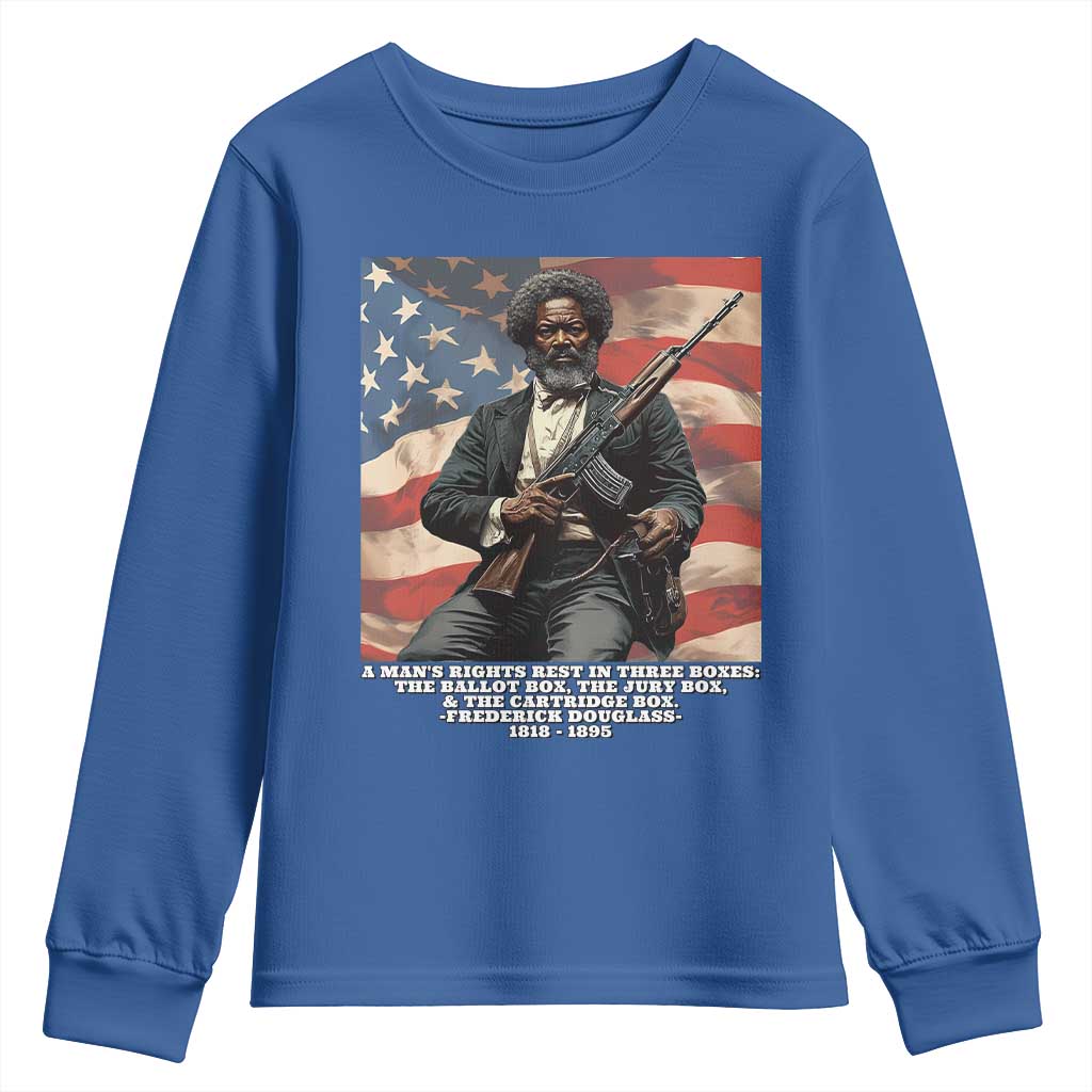 Frederick Douglass Youth Sweatshirt A Man's Rights Rest In Three Boxes American Flag