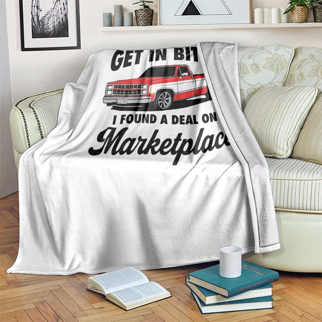 Funny Get in Bitch I Found A Deal On Marketplace Throw Blanket Red Truck - Wonder Print Shop