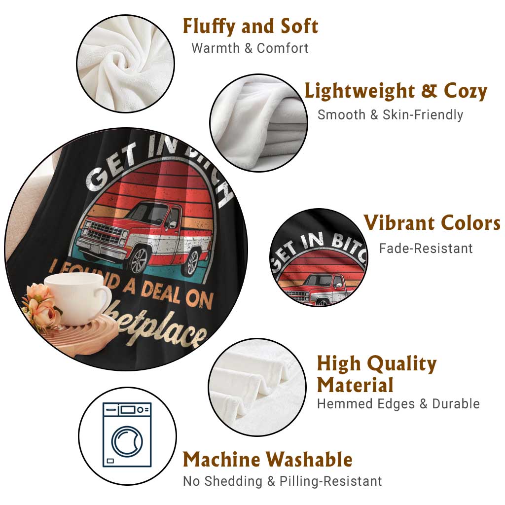 Get in Bitch I Found A Deal On Marketplace Meme Throw Blanket Funny Shopping - Wonder Print Shop