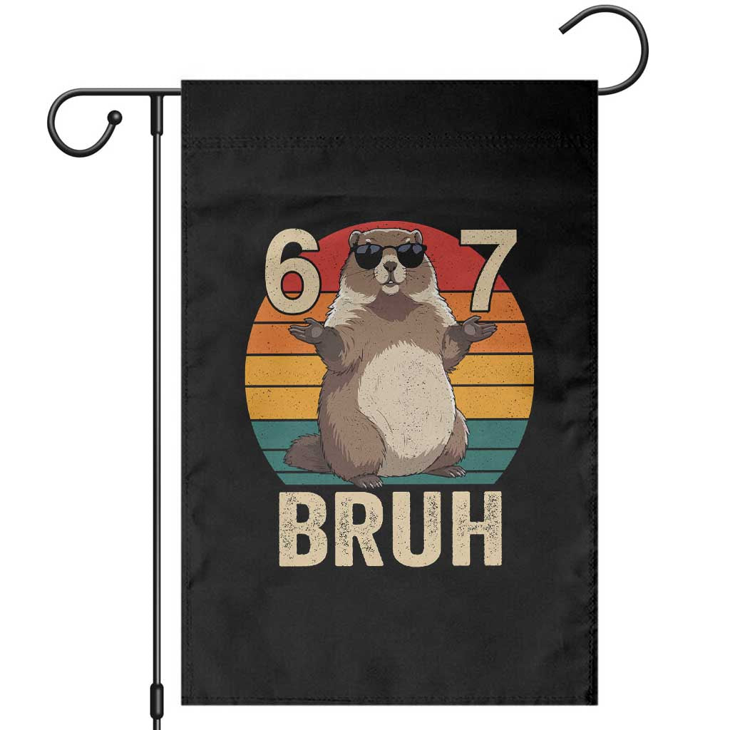 Funny Groundhog 67 Garden Flag Six Seven Bruh Retro Vintage Woodchuck Day - Wonder Print Shop