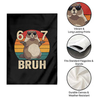 Funny Groundhog 67 Garden Flag Six Seven Bruh Retro Vintage Woodchuck Day - Wonder Print Shop