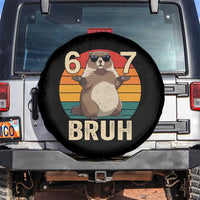 Funny Groundhog 67 Spare Tire Cover Six Seven Bruh Retro Vintage Woodchuck Day - Wonder Print Shop