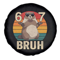 Funny Groundhog 67 Spare Tire Cover Six Seven Bruh Retro Vintage Woodchuck Day - Wonder Print Shop