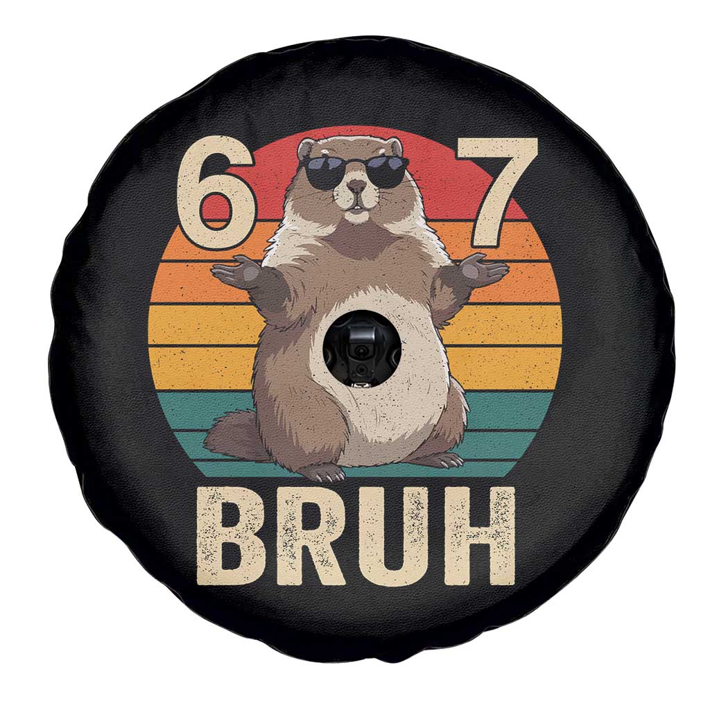 Funny Groundhog 67 Spare Tire Cover Six Seven Bruh Retro Vintage Woodchuck Day - Wonder Print Shop