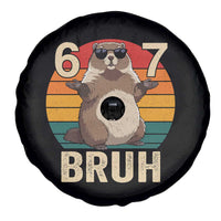 Funny Groundhog 67 Spare Tire Cover Six Seven Bruh Retro Vintage Woodchuck Day - Wonder Print Shop