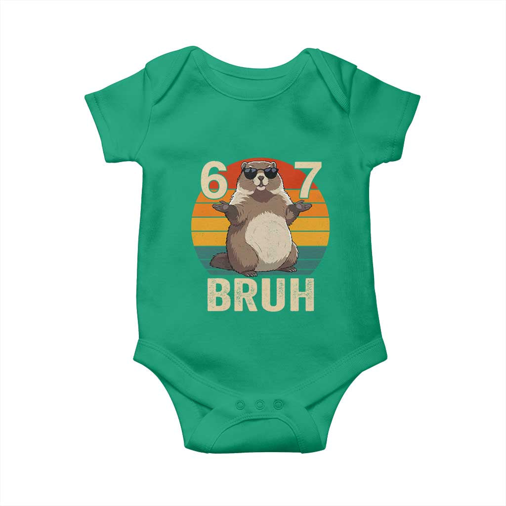 Funny Groundhog 67 Baby Onesie Six Seven Bruh Retro Vintage Woodchuck Day - Wonder Print Shop