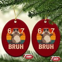 Funny Groundhog 67 Ceramic Ornament Six Seven Bruh Retro Vintage Woodchuck Day - Wonder Print Shop