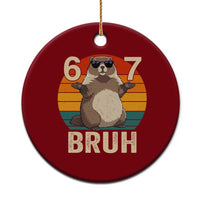 Funny Groundhog 67 Ceramic Ornament Six Seven Bruh Retro Vintage Woodchuck Day - Wonder Print Shop