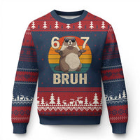 Funny Groundhog 67 Ugly Christmas Sweater Six Seven Bruh Retro Vintage Woodchuck Day - Wonder Print Shop