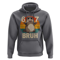 Funny Groundhog 67 Hoodie Six Seven Bruh Retro Vintage Woodchuck Day - Wonder Print Shop