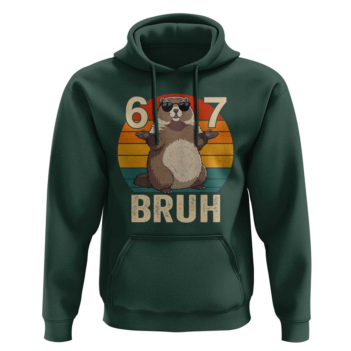 Funny Groundhog 67 Hoodie Six Seven Bruh Retro Vintage Woodchuck Day - Wonder Print Shop