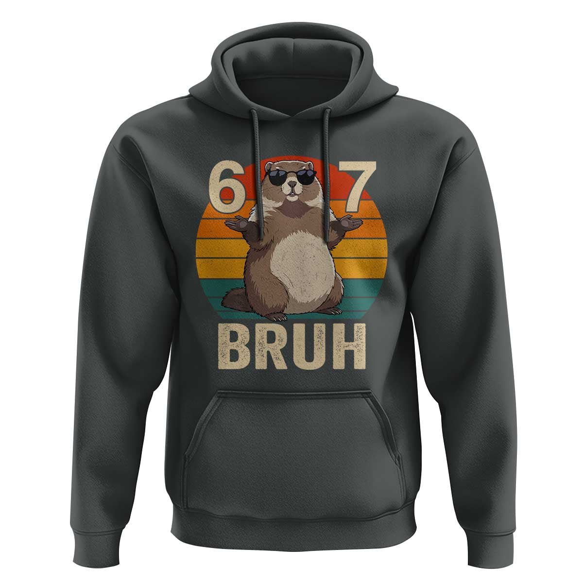 Funny Groundhog 67 Hoodie Six Seven Bruh Retro Vintage Woodchuck Day - Wonder Print Shop