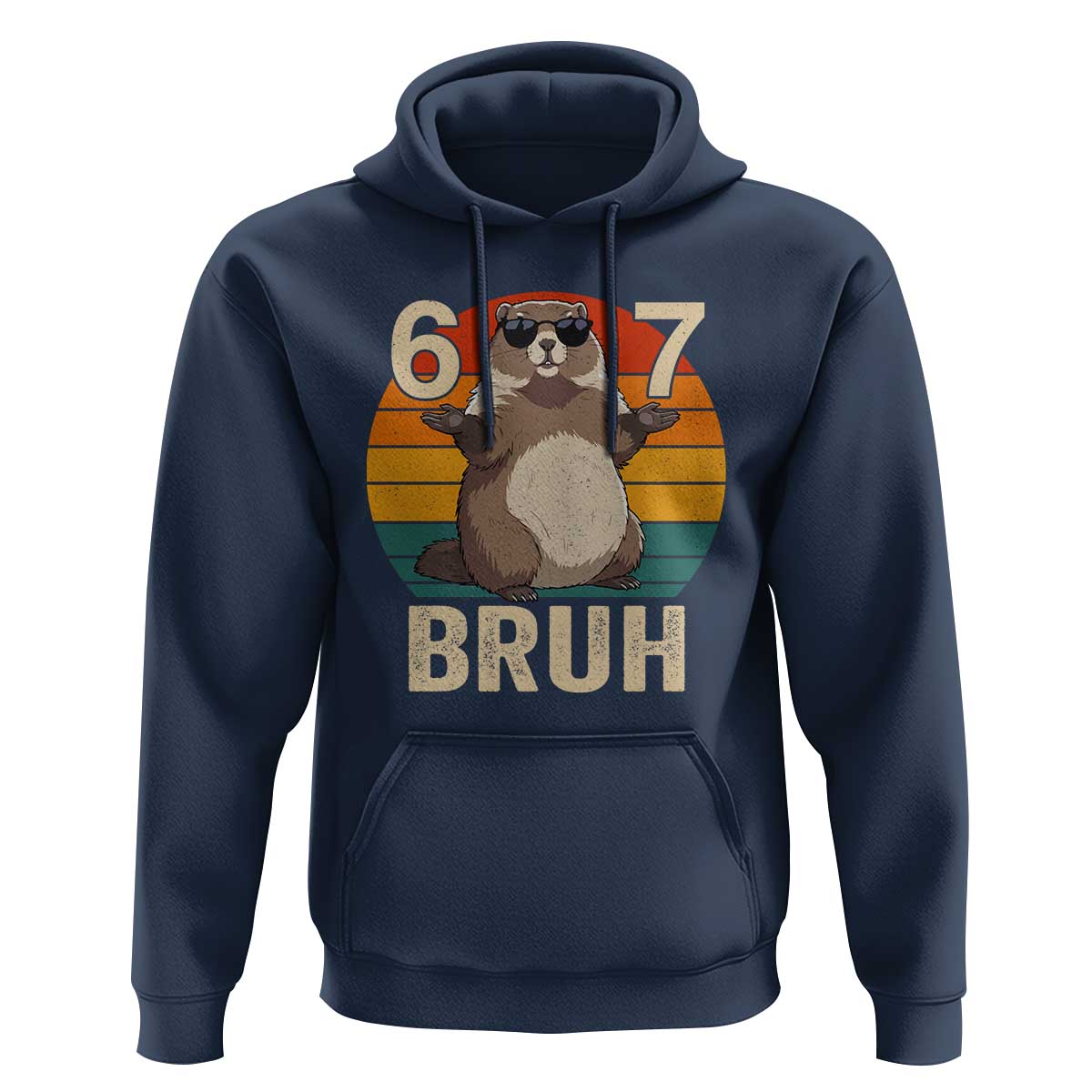 Funny Groundhog 67 Hoodie Six Seven Bruh Retro Vintage Woodchuck Day - Wonder Print Shop