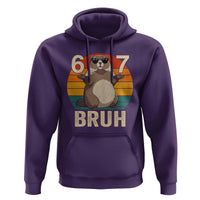 Funny Groundhog 67 Hoodie Six Seven Bruh Retro Vintage Woodchuck Day - Wonder Print Shop