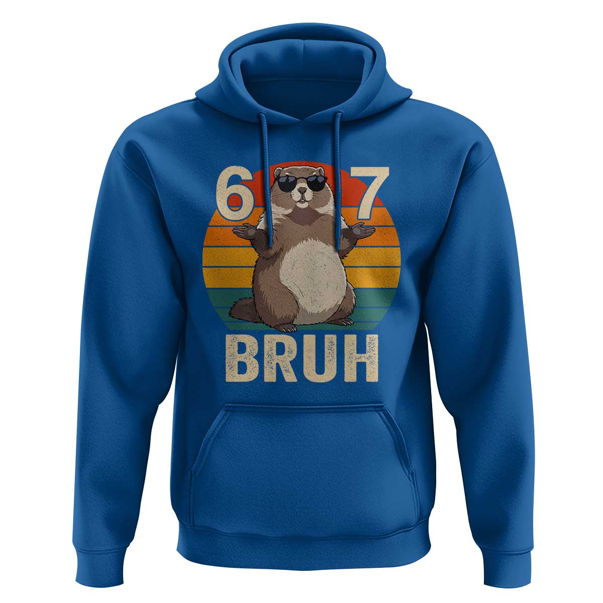 Funny Groundhog 67 Hoodie Six Seven Bruh Retro Vintage Woodchuck Day - Wonder Print Shop