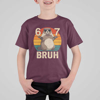 Funny Groundhog 67 T Shirt For Kid Six Seven Bruh Retro Vintage Woodchuck Day - Wonder Print Shop