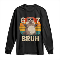 Funny Groundhog 67 Long Sleeve Shirt Six Seven Bruh Retro Vintage Woodchuck Day - Wonder Print Shop