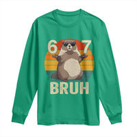 Funny Groundhog 67 Long Sleeve Shirt Six Seven Bruh Retro Vintage Woodchuck Day - Wonder Print Shop
