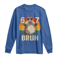 Funny Groundhog 67 Long Sleeve Shirt Six Seven Bruh Retro Vintage Woodchuck Day - Wonder Print Shop
