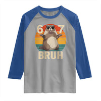 Funny Groundhog 67 Raglan Shirt Six Seven Bruh Retro Vintage Woodchuck Day - Wonder Print Shop