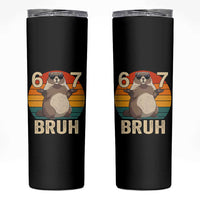 Funny Groundhog 67 Skinny Tumbler Six Seven Bruh Retro Vintage Woodchuck Day - Wonder Print Shop