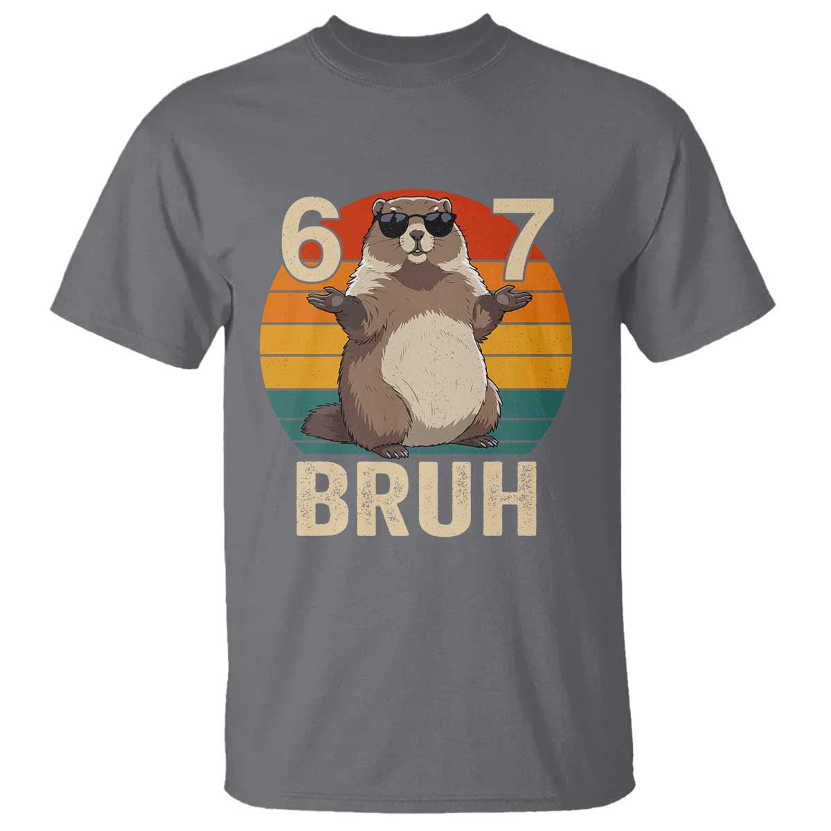 Funny Groundhog 67 T Shirt Six Seven Bruh Retro Vintage Woodchuck Day - Wonder Print Shop