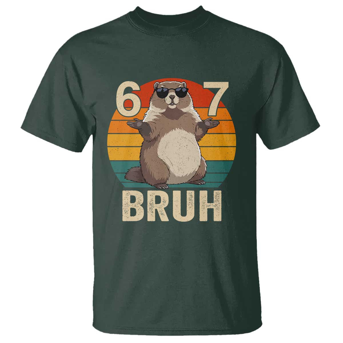 Funny Groundhog 67 T Shirt Six Seven Bruh Retro Vintage Woodchuck Day - Wonder Print Shop