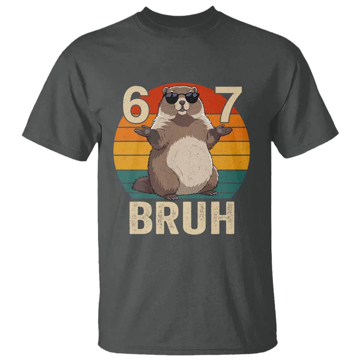 Funny Groundhog 67 T Shirt Six Seven Bruh Retro Vintage Woodchuck Day - Wonder Print Shop
