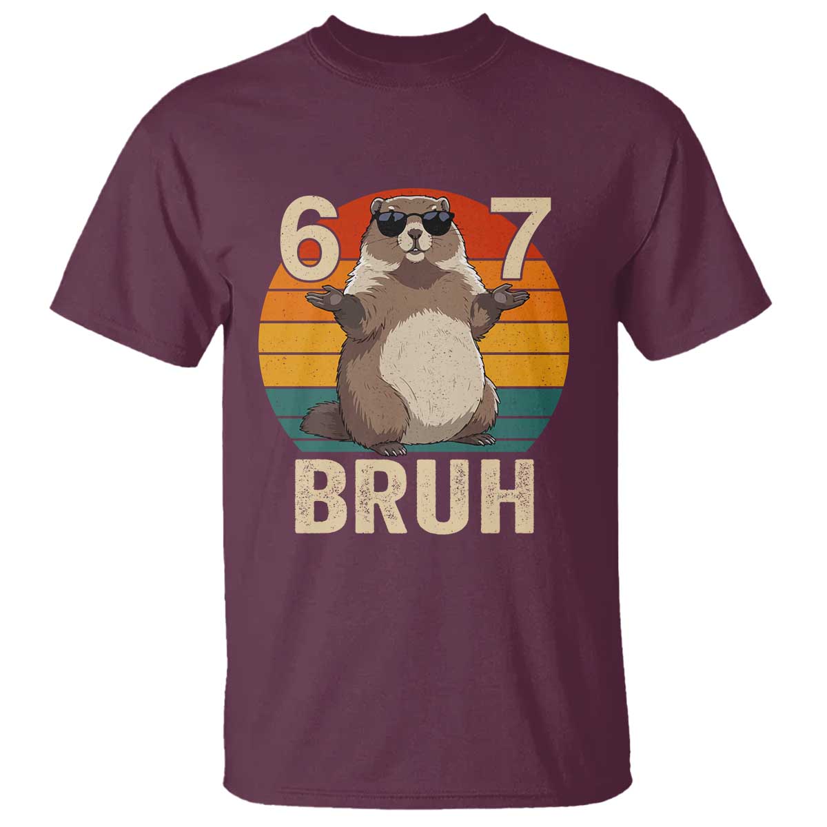 Funny Groundhog 67 T Shirt Six Seven Bruh Retro Vintage Woodchuck Day - Wonder Print Shop