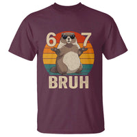 Funny Groundhog 67 T Shirt Six Seven Bruh Retro Vintage Woodchuck Day - Wonder Print Shop
