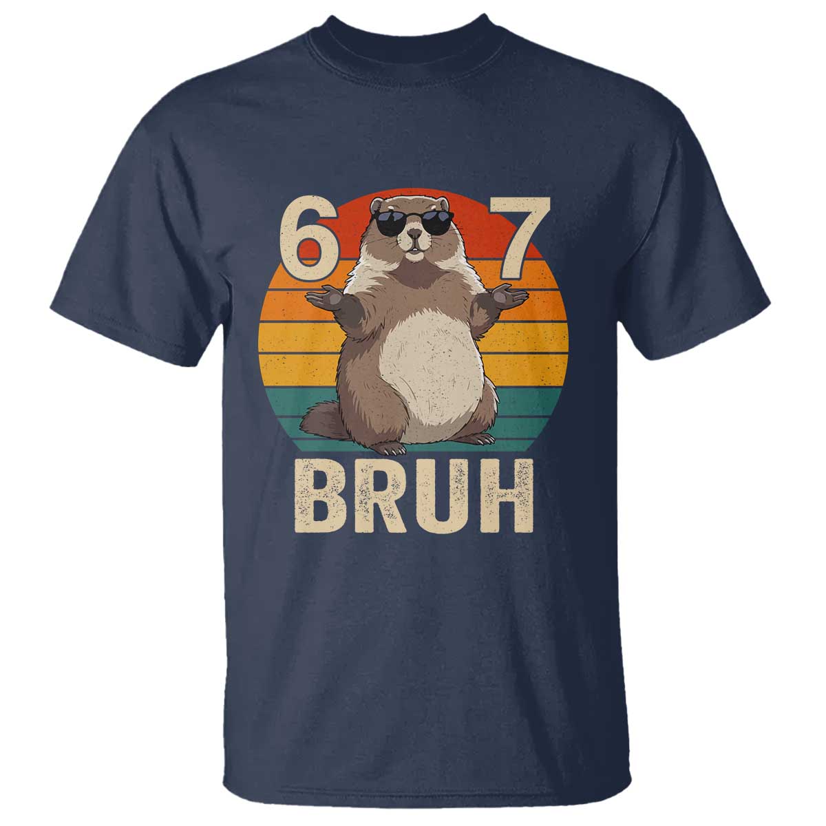 Funny Groundhog 67 T Shirt Six Seven Bruh Retro Vintage Woodchuck Day - Wonder Print Shop