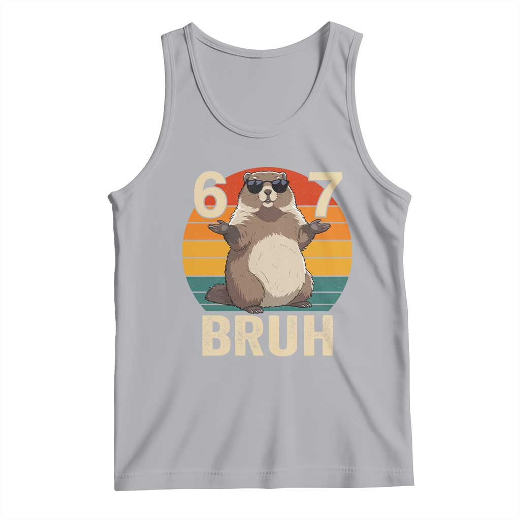Funny Groundhog 67 Tank Top Six Seven Bruh Retro Vintage Woodchuck Day - Wonder Print Shop
