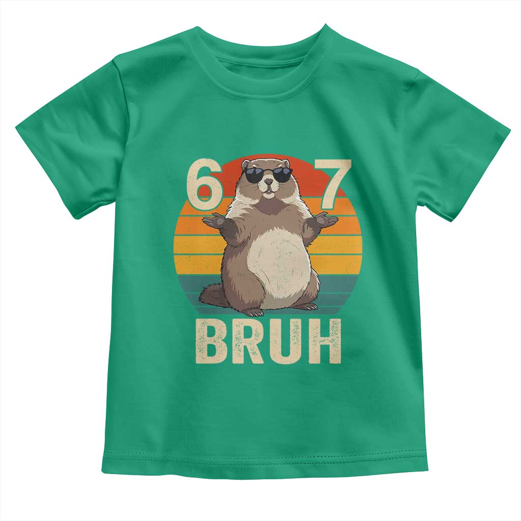 Funny Groundhog 67 Toddler T Shirt Six Seven Bruh Retro Vintage Woodchuck Day - Wonder Print Shop