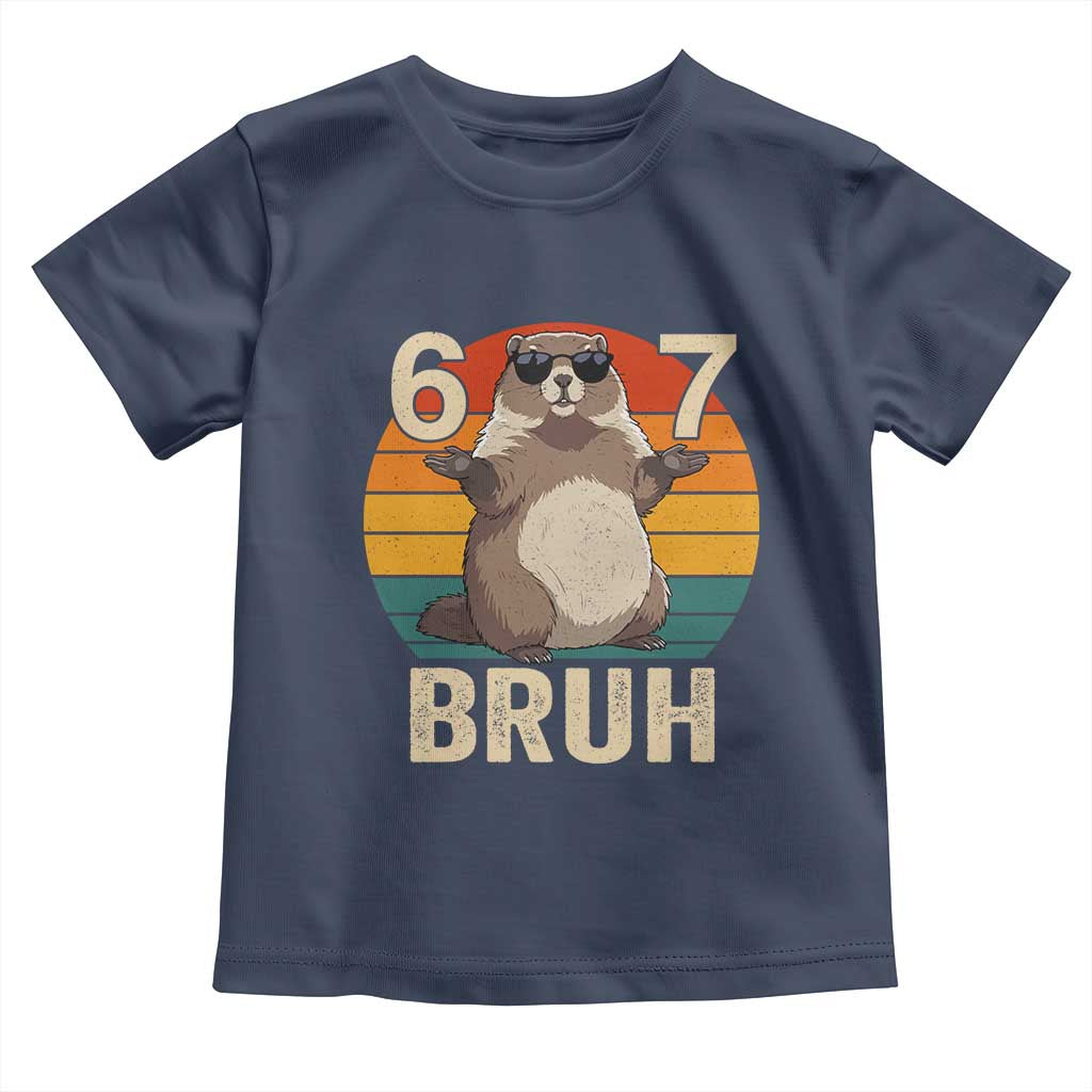Funny Groundhog 67 Toddler T Shirt Six Seven Bruh Retro Vintage Woodchuck Day - Wonder Print Shop