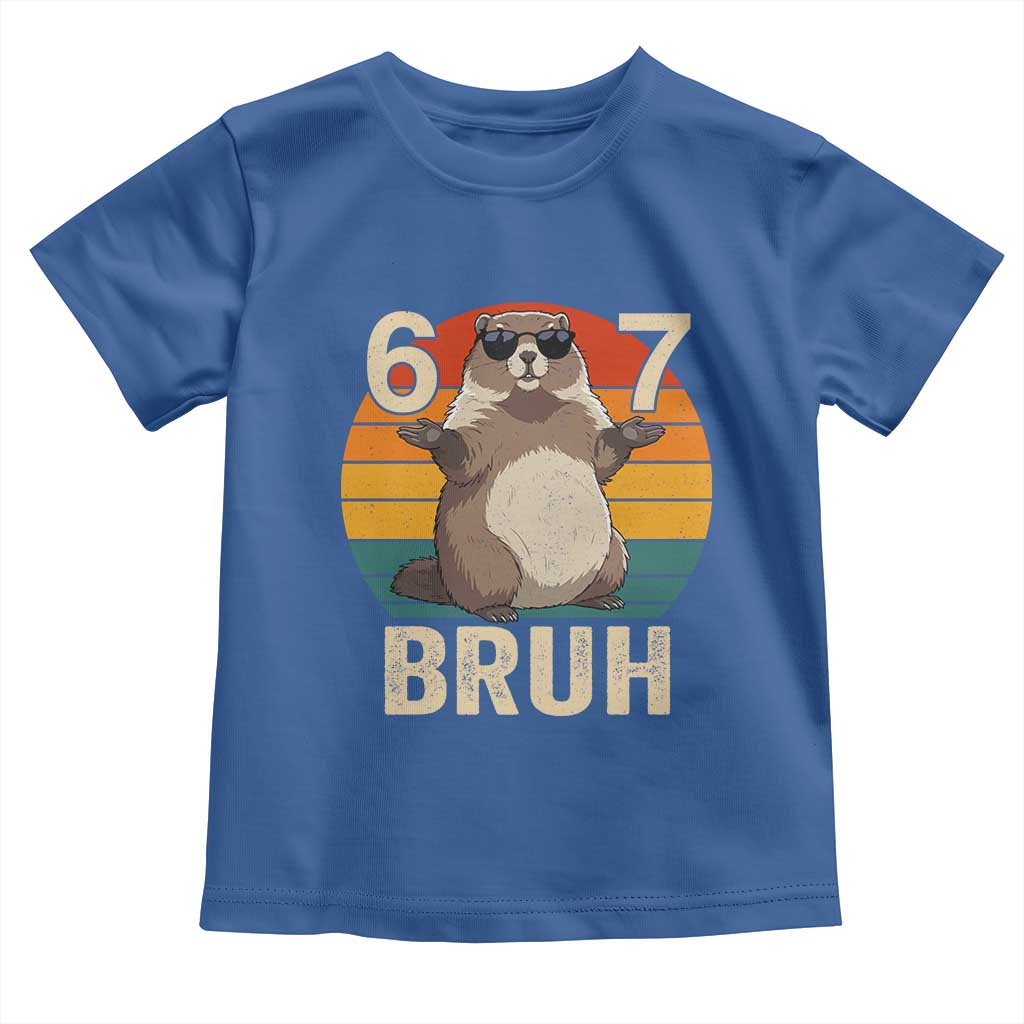 Funny Groundhog 67 Toddler T Shirt Six Seven Bruh Retro Vintage Woodchuck Day - Wonder Print Shop