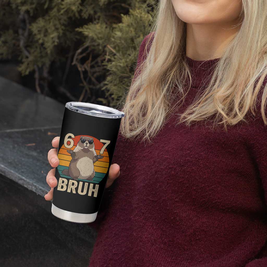 Funny Groundhog 67 Tumbler Cup Six Seven Bruh Retro Vintage Woodchuck Day - Wonder Print Shop