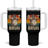 Funny Groundhog 67 Tumbler With Handle Six Seven Bruh Retro Vintage Woodchuck Day - Wonder Print Shop