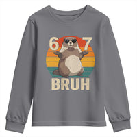Funny Groundhog 67 Youth Sweatshirt Six Seven Bruh Retro Vintage Woodchuck Day - Wonder Print Shop