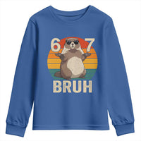 Funny Groundhog 67 Youth Sweatshirt Six Seven Bruh Retro Vintage Woodchuck Day - Wonder Print Shop